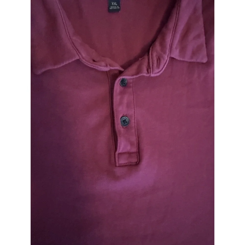 Banana Republic Men's Burgundy Solid Short Sleeve Polo Shirt 2XL Button